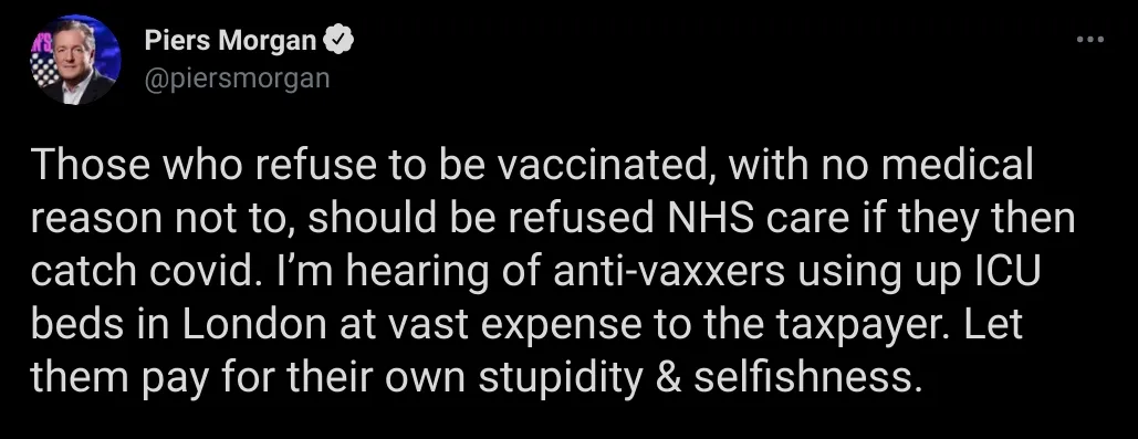 Piers Morgan medical apartheid covid vaccine